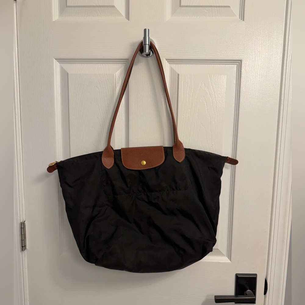 Longchamp Black and Brown Tote Bag